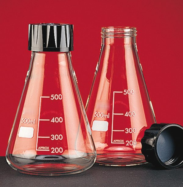 ERLENMEYER EN VERRE BOROSIL 3.3 1000 ML - AVEC BOUCHON PP AUTOCLAVABLE A 140°C
