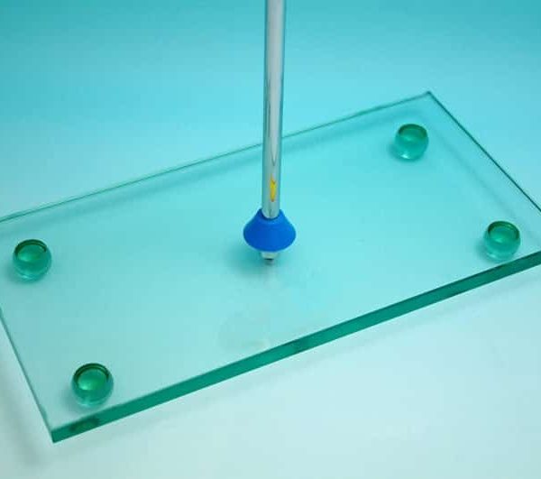 STATIF DE LUXE AVEC BASE EN VERRE DIM. 28 X 14 CM - TIGE ACIER L. 65 CM